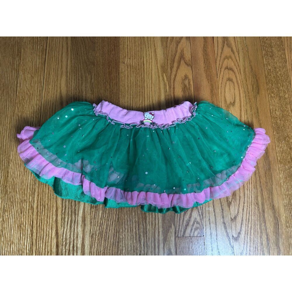 Hello Kitty Sanrio Green Pink Tutu Princess Tulle Toddler Skirt 3T